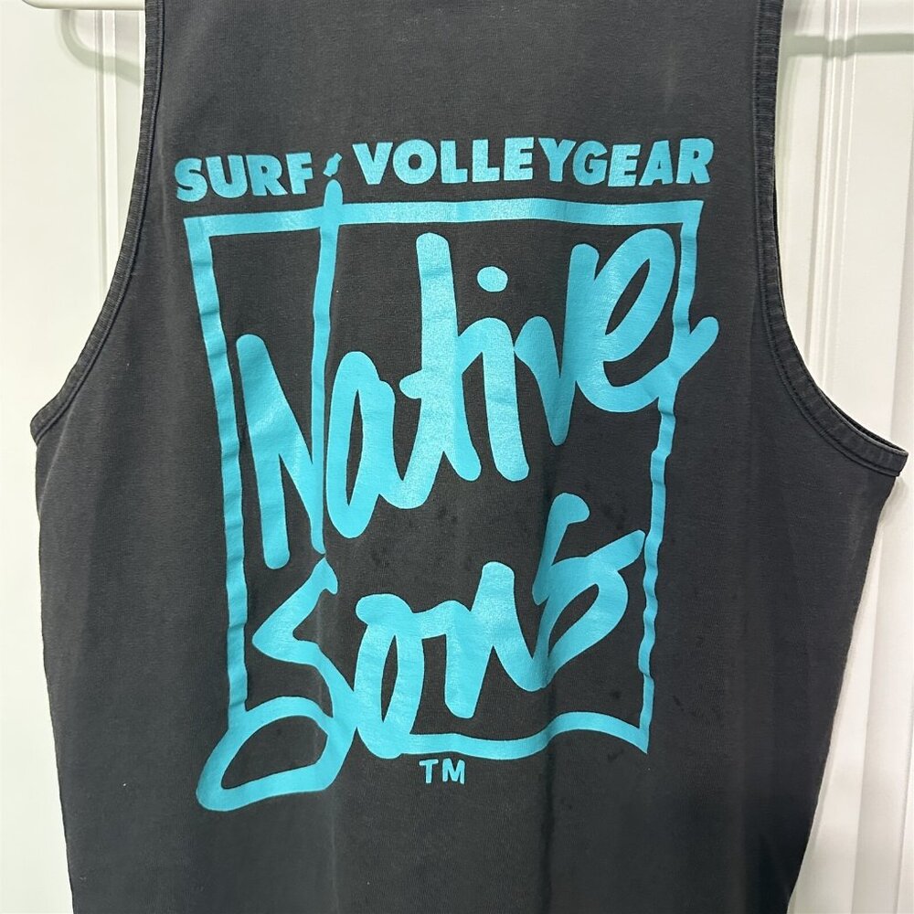 Vintage Oneita Tank Muscle Shirt Mens Large Black Native Sons Surf Beach USA - Picture 5 of 5